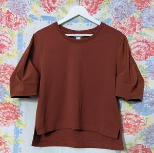Athleta Small Harlow Hybrid Tee Ancient Mahogany Orange/Brown